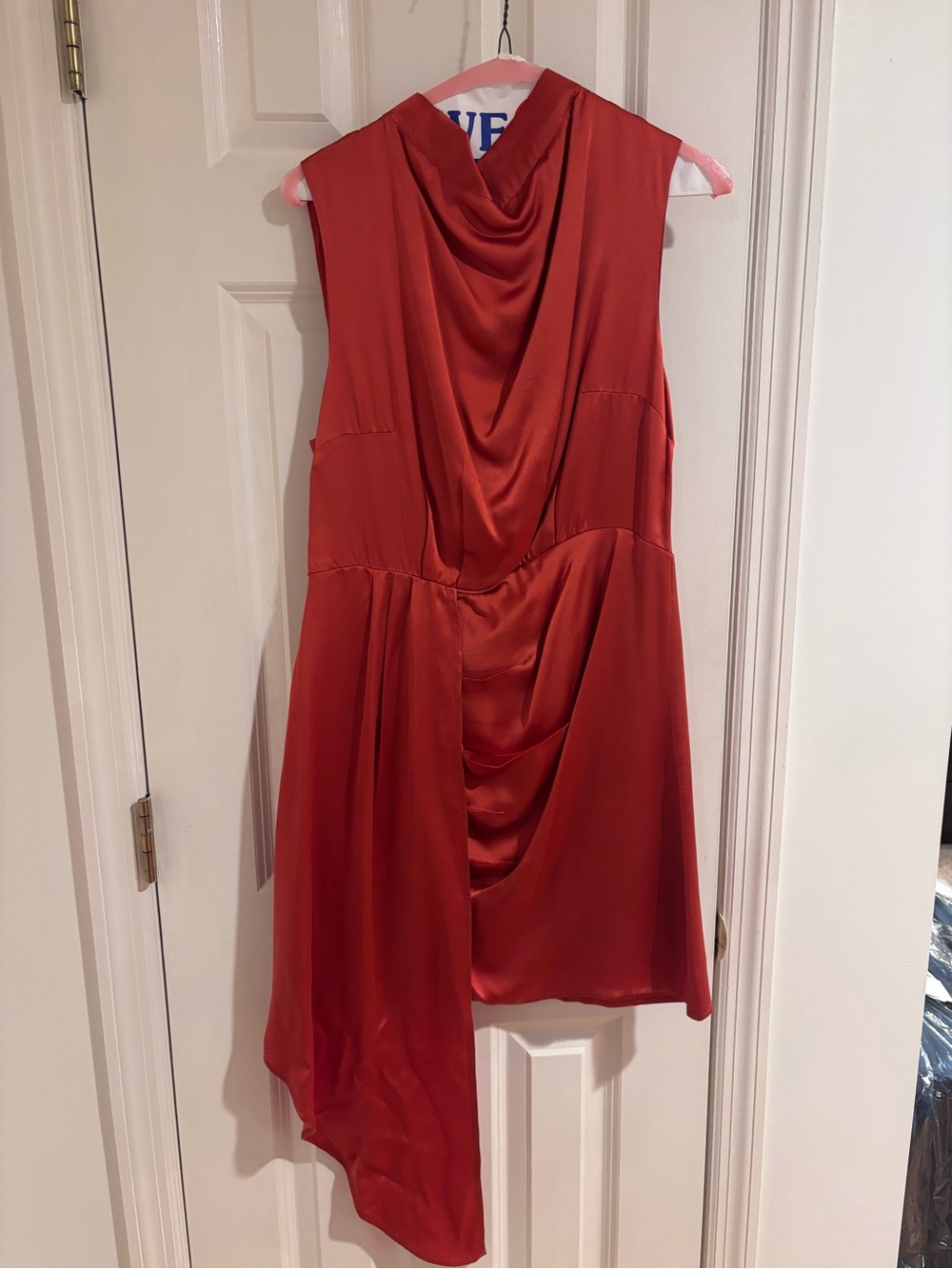 Anthropologie Red Draped Cowl-Neck Mini Dress